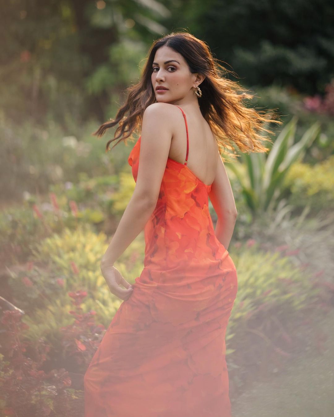 BOLLYWOOD ACTRESS AMYRA DASTUR STILLS IN ORANGE GOWN 5